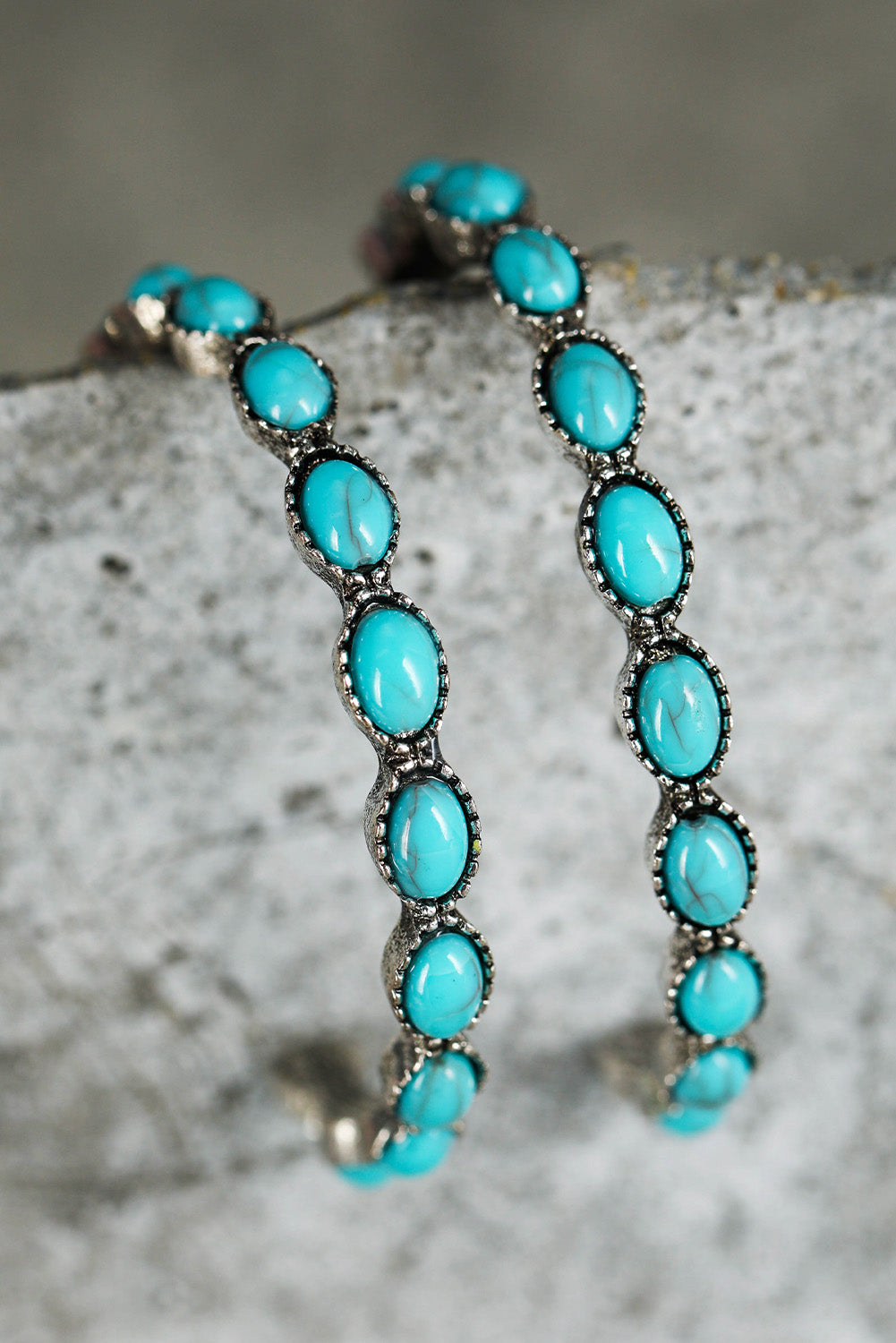 Bonbon Turquoise Big Circle C Shaped Earrings - MAD RUFFI