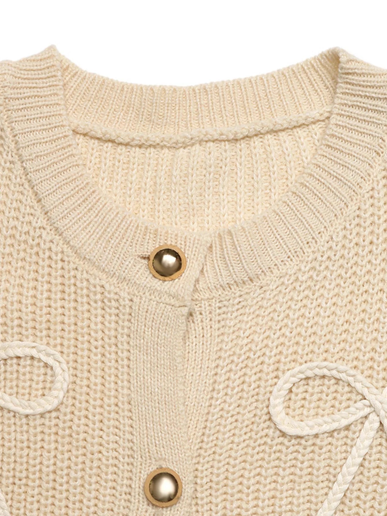 Bow Button Up Long Sleeve Cardigan - MAD RUFFI