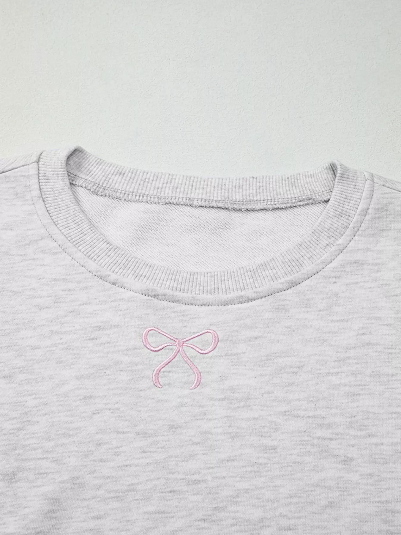 Bow Embroidered Round Neck Top and Shorts Set - MAD RUFFI