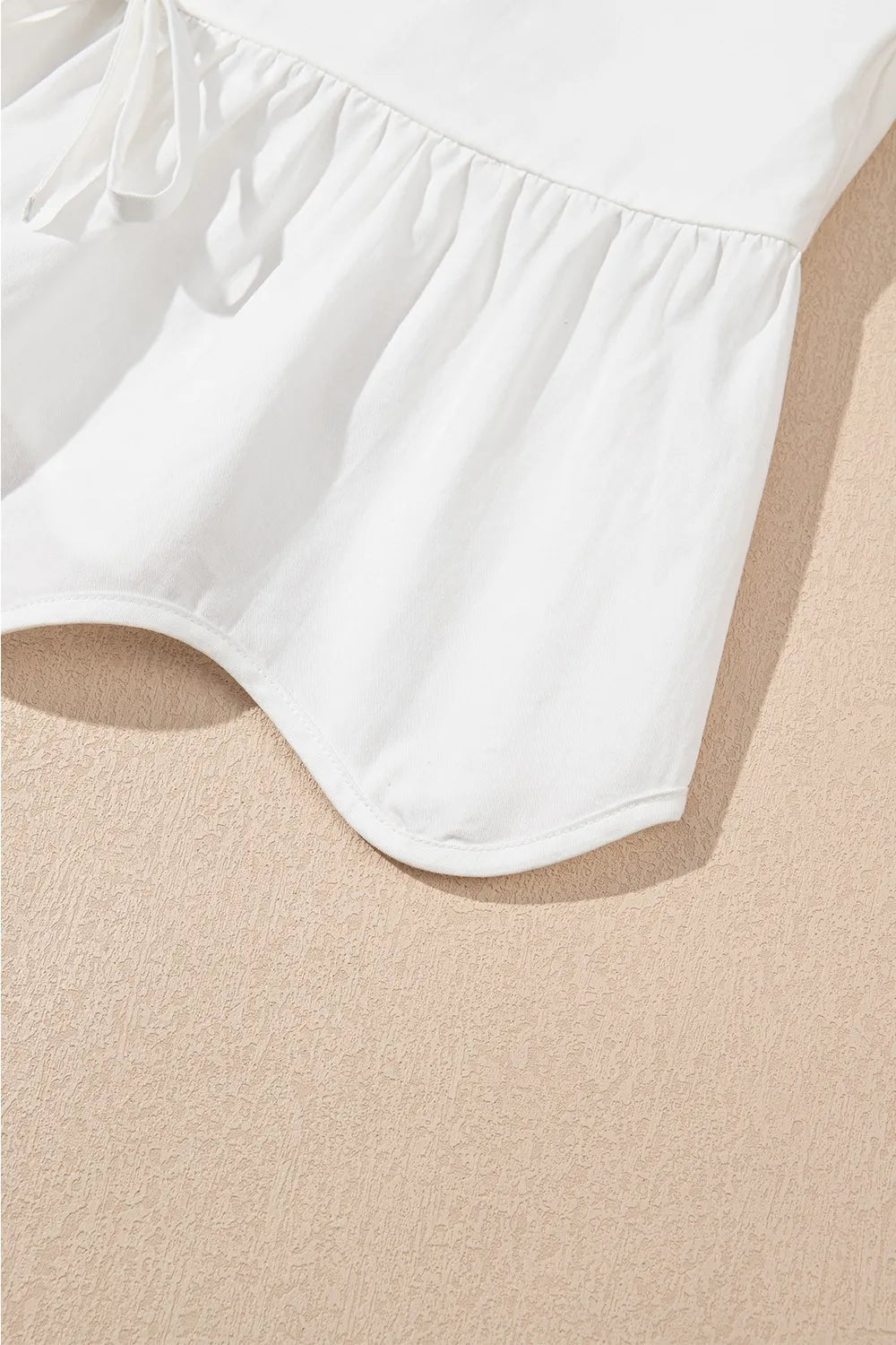 Bow Knot Decor Square Neck Puff Sleeve Peplum Top - MAD RUFFI