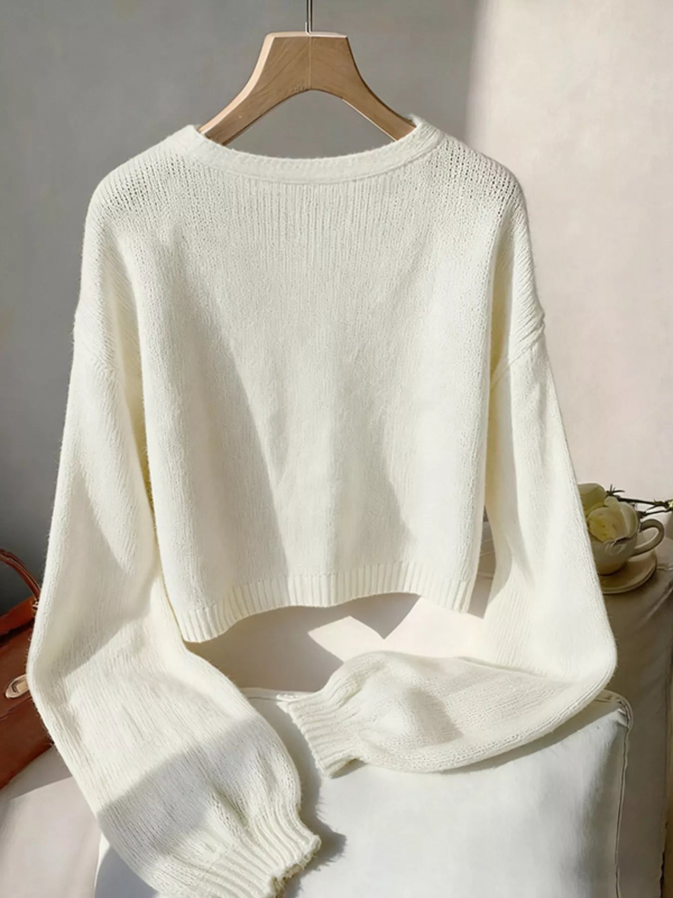 Bow - Knot Embellished V - Neck Cardigan - MAD RUFFI