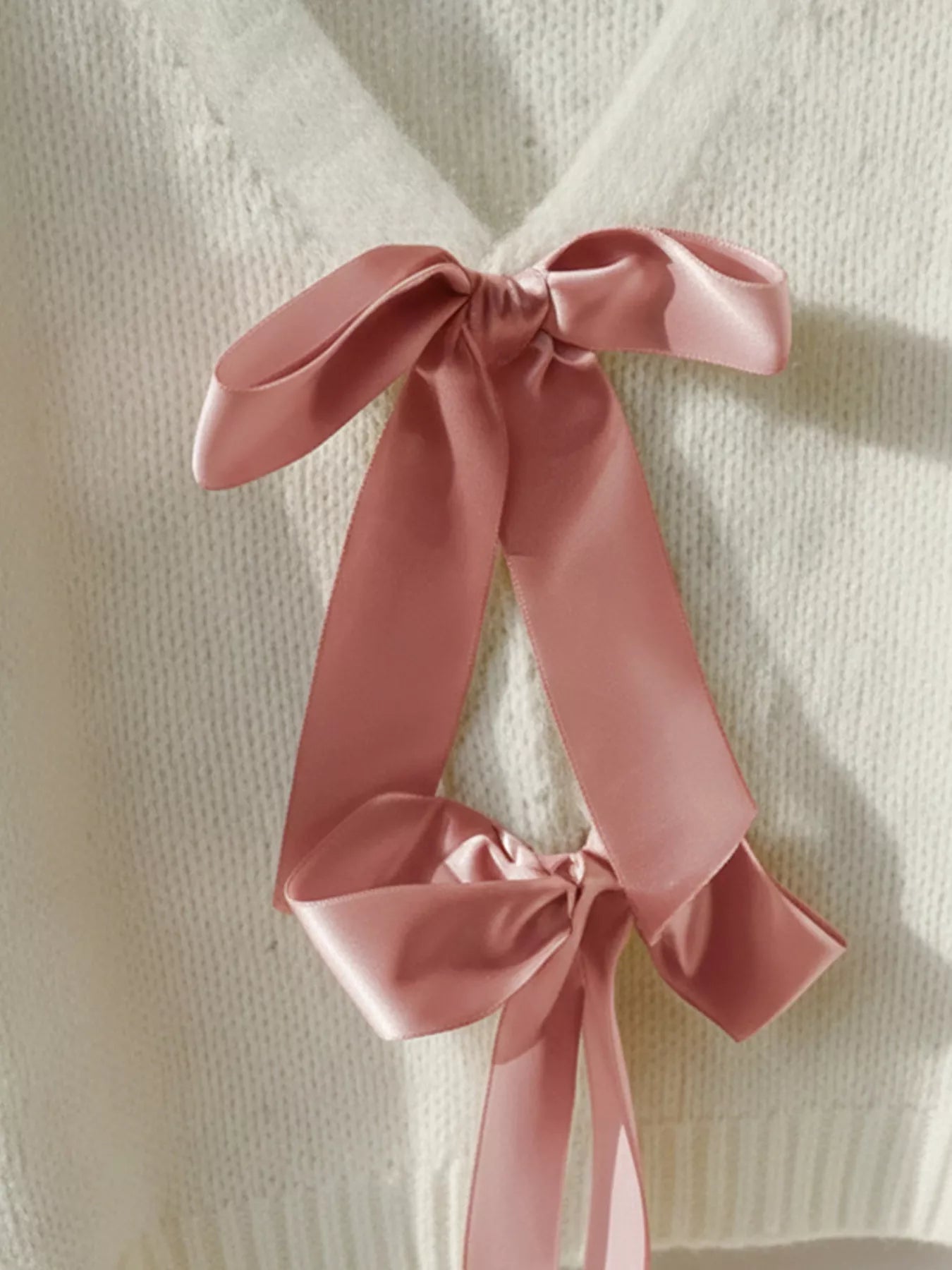 Bow - Knot Embellished V - Neck Cardigan - MAD RUFFI