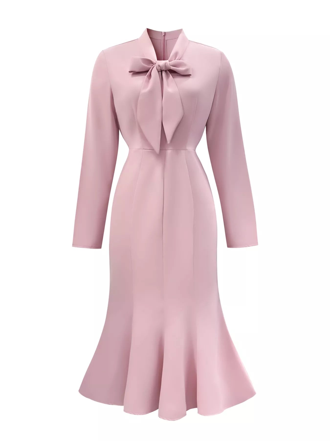Bow - Knot Long Sleeve Mermaid Dress - MAD RUFFI