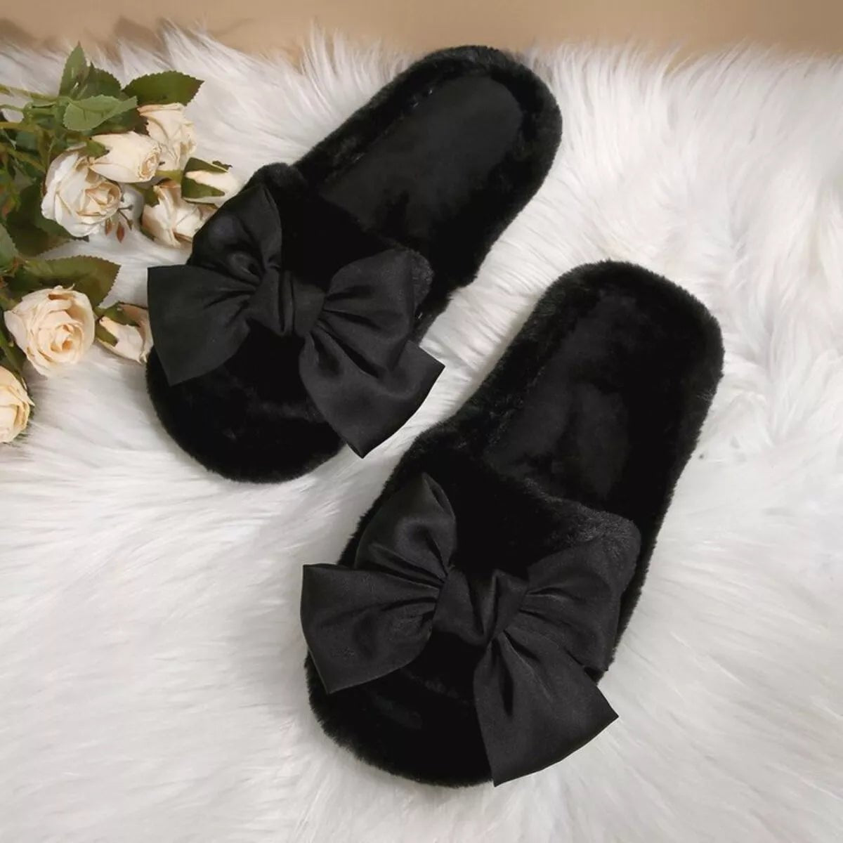 Bow Open Toe Flats Slippers - MAD RUFFI
