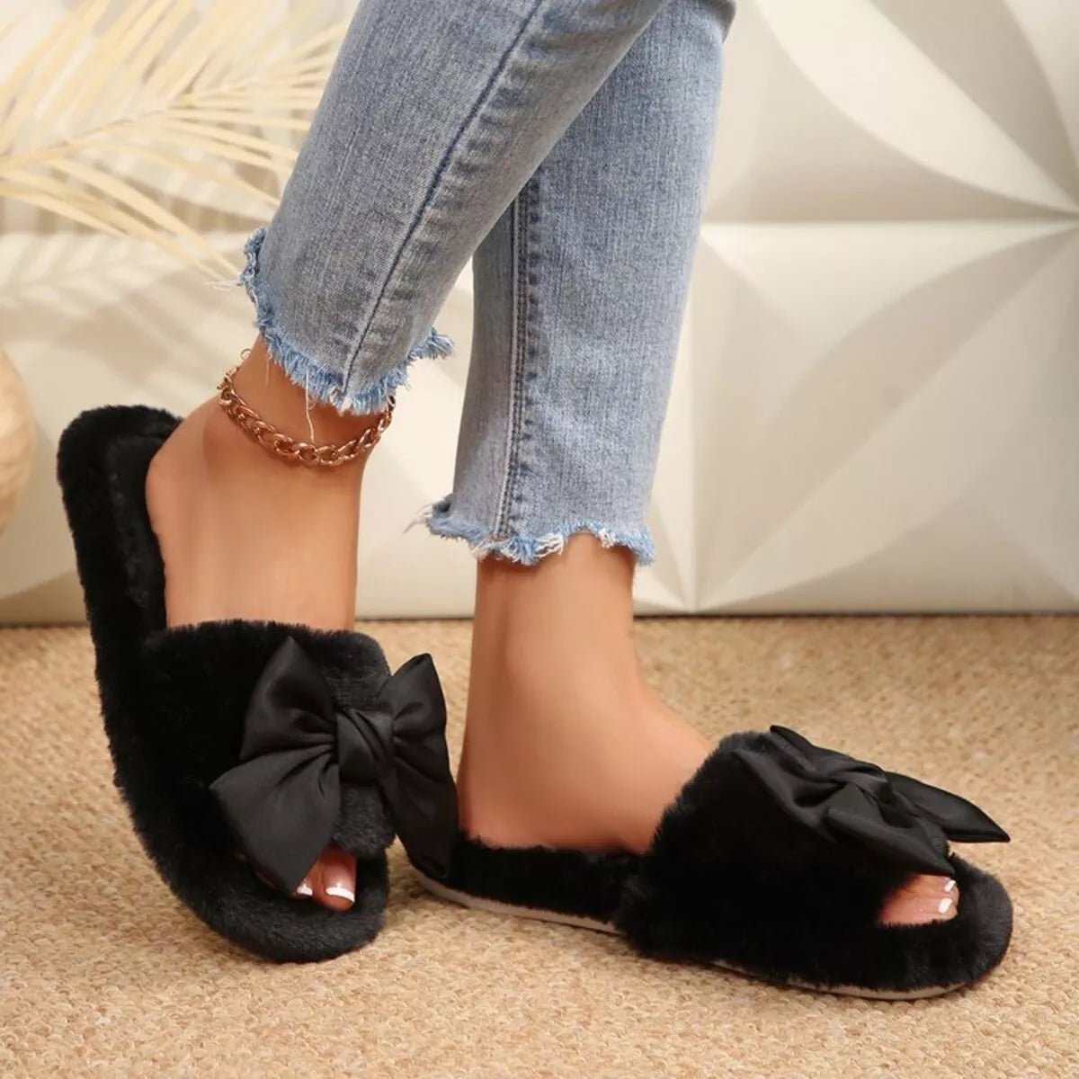 Bow Open Toe Flats Slippers - MAD RUFFI