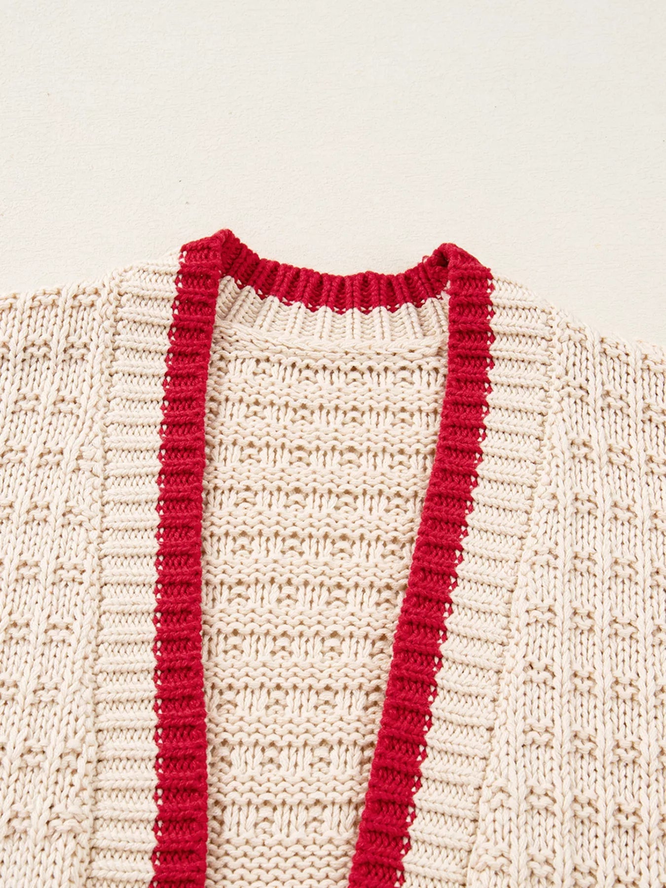 Bow Pattern Textured Open Front Baggy Cardigan - MAD RUFFI