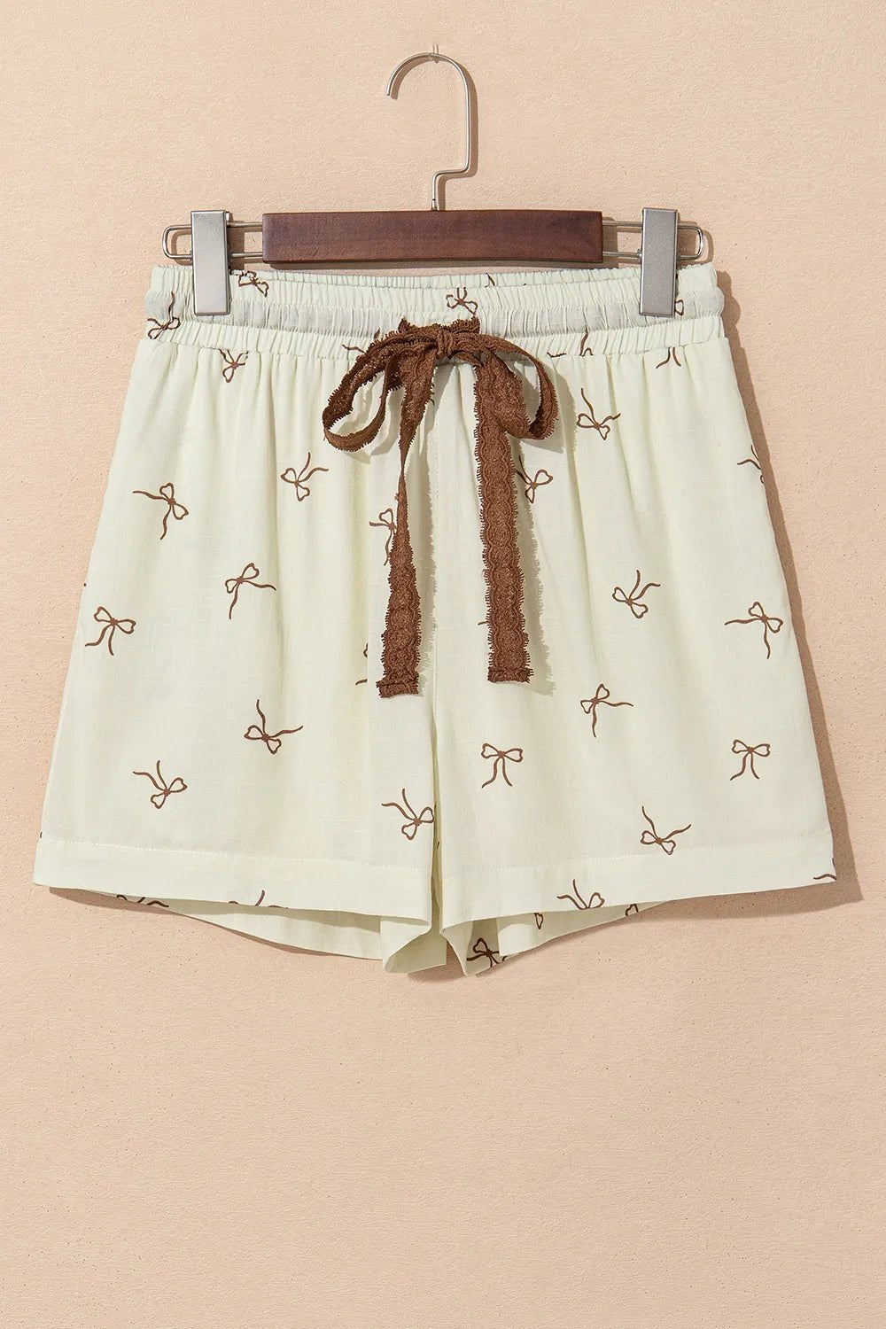 Bow Print Lace Drawstring Casual Shorts - MAD RUFFI