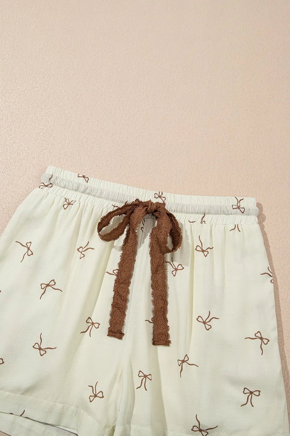 Bow Print Lace Drawstring Casual Shorts - MAD RUFFI