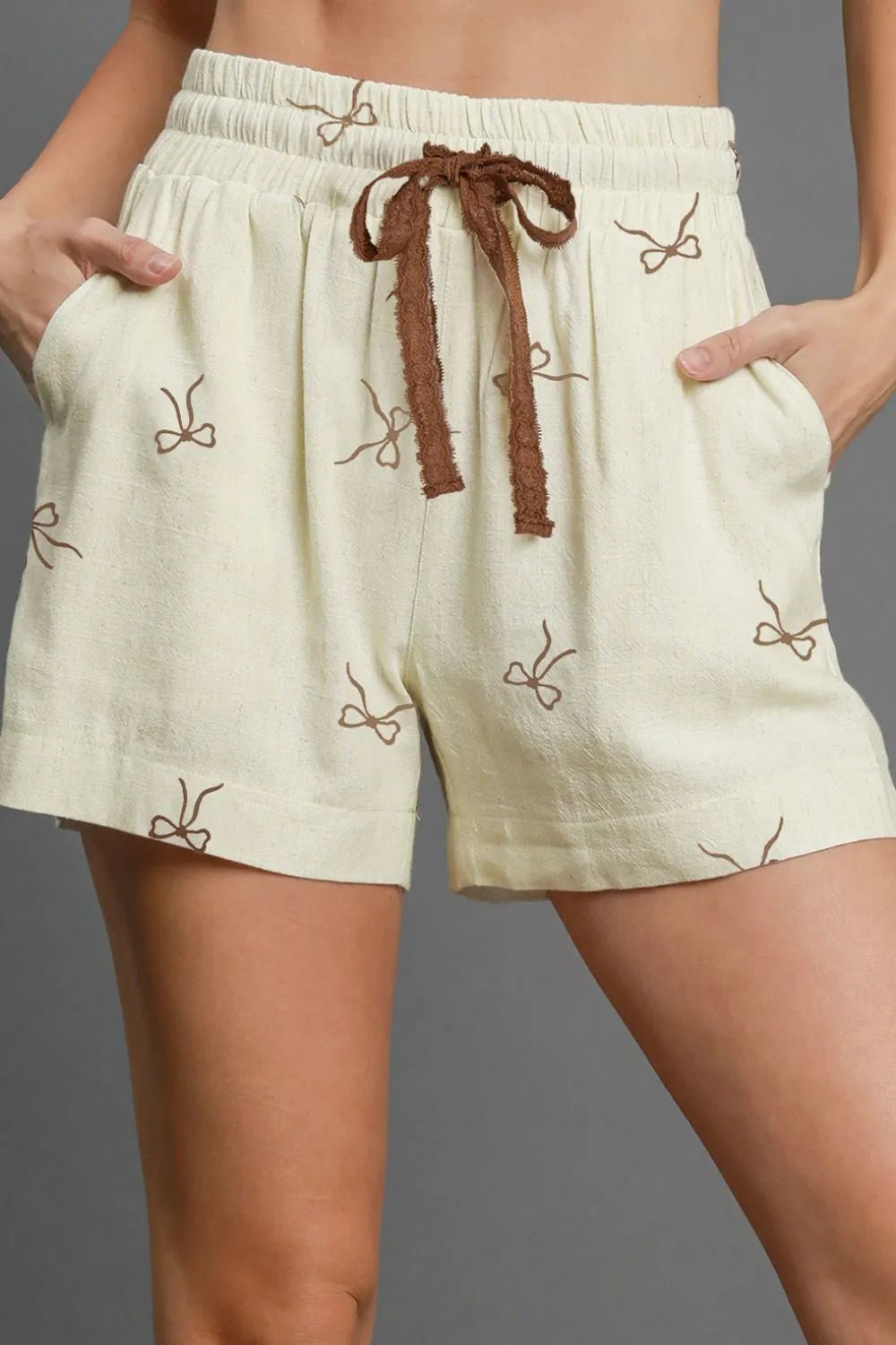 Bow Print Lace Drawstring Casual Shorts - MAD RUFFI