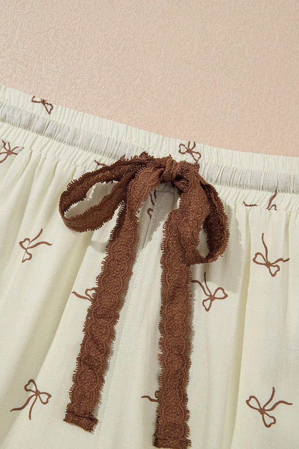 Bow Print Lace Drawstring Casual Shorts - MAD RUFFI