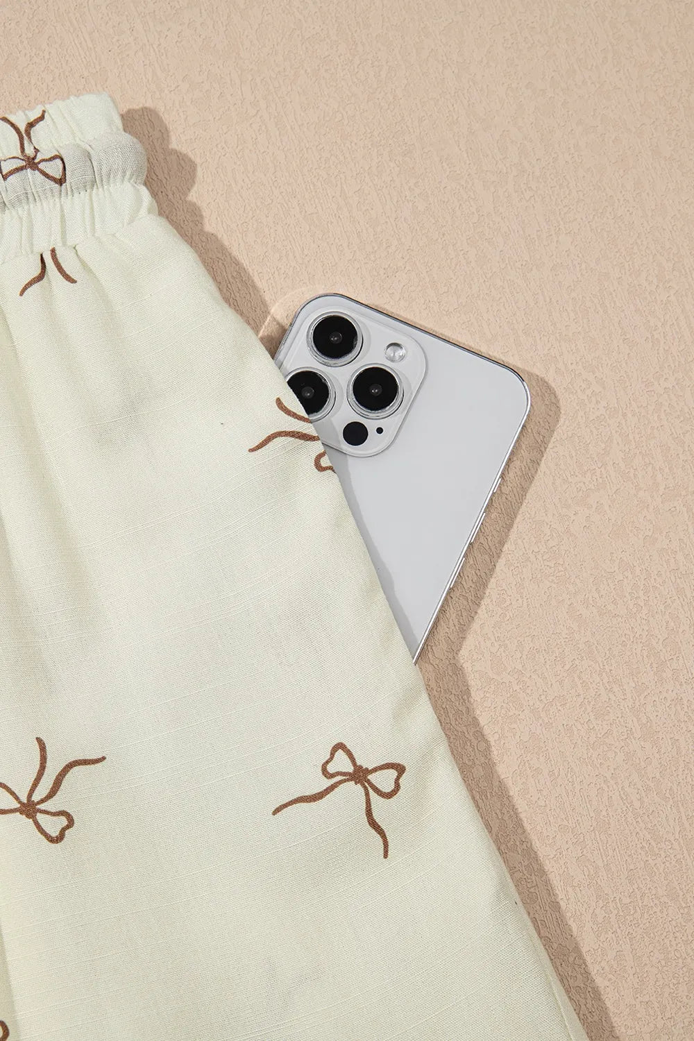 Bow Print Lace Drawstring Casual Shorts - MAD RUFFI