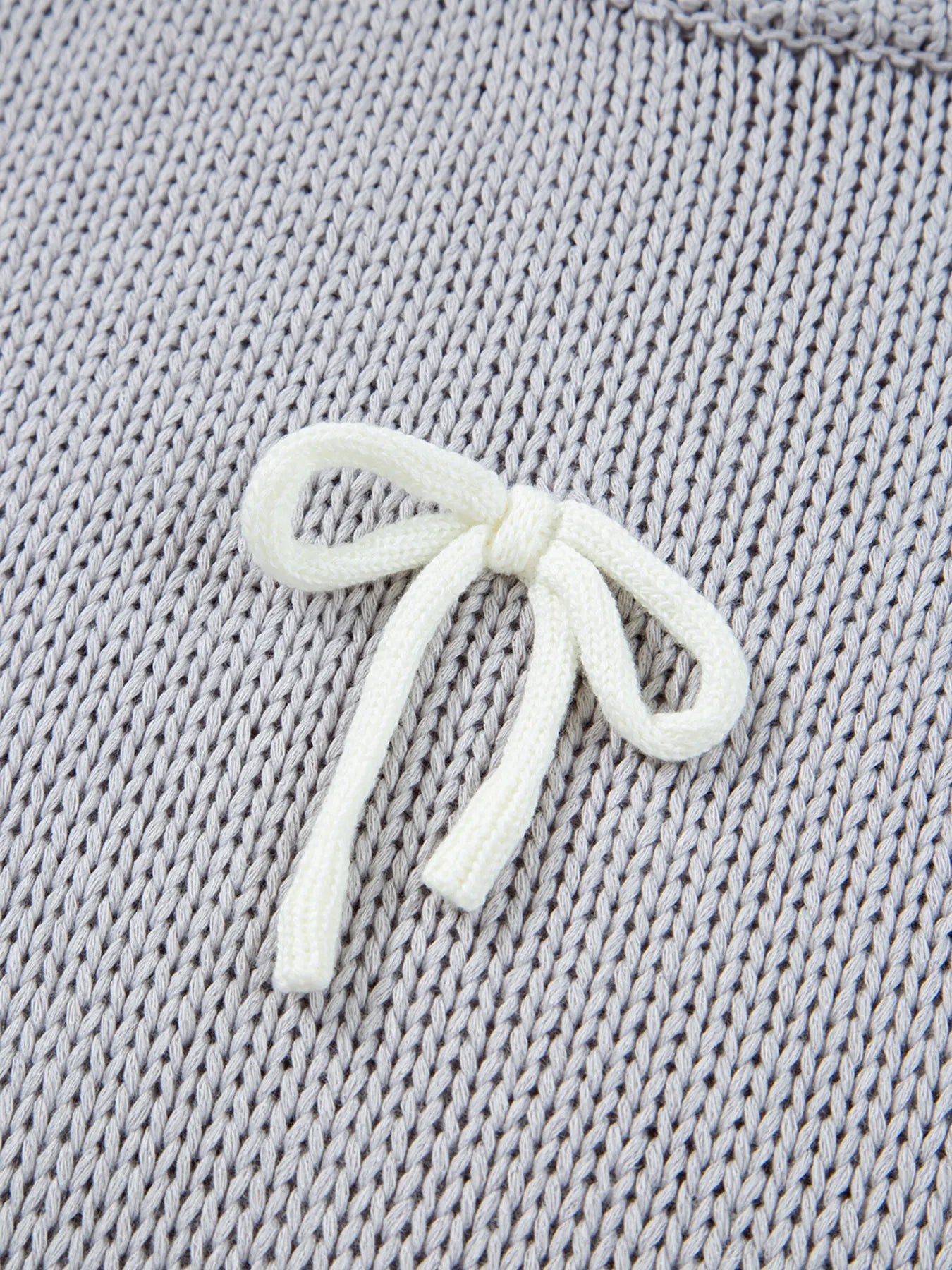 Bow Round Neck Short Sleeve Sweater - MAD RUFFI