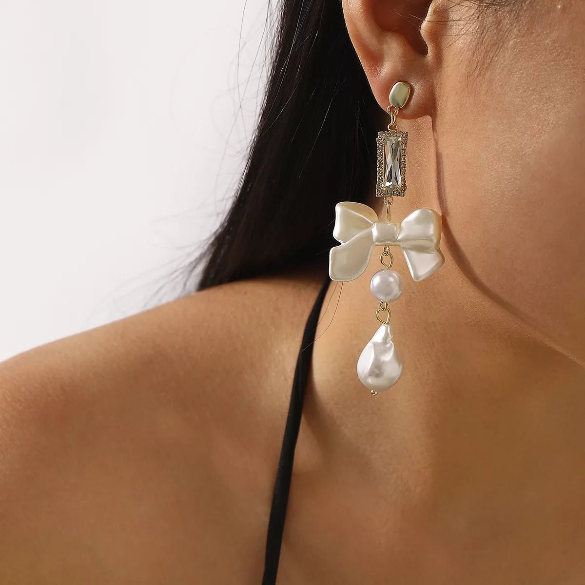 Bowknot Pearl Drop Earrings - MAD RUFFI