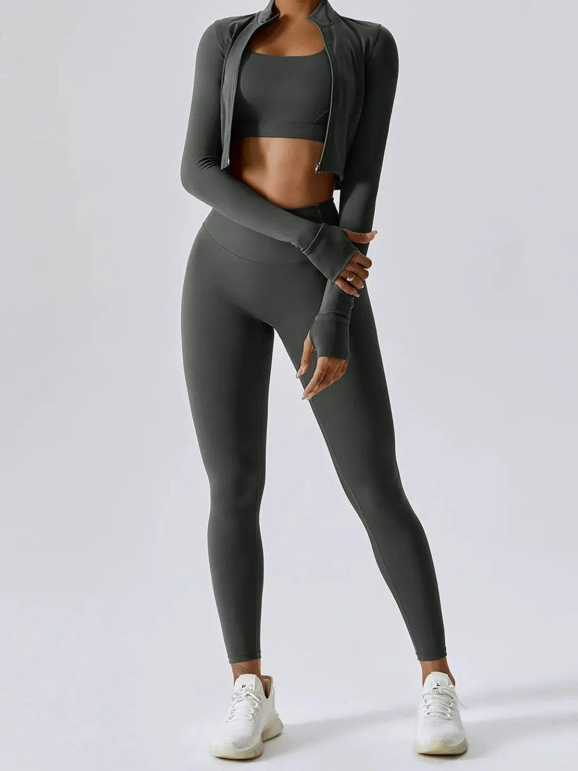 Bra Outerwear and Leggings 3 - Piece Active Set - MAD RUFFI