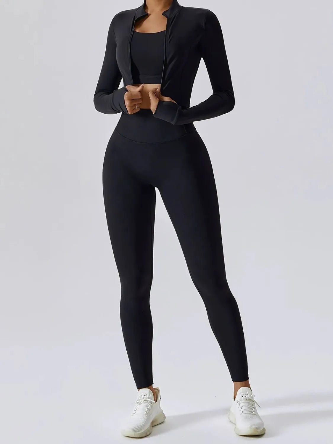 Bra Outerwear and Leggings 3 - Piece Active Set - MAD RUFFI
