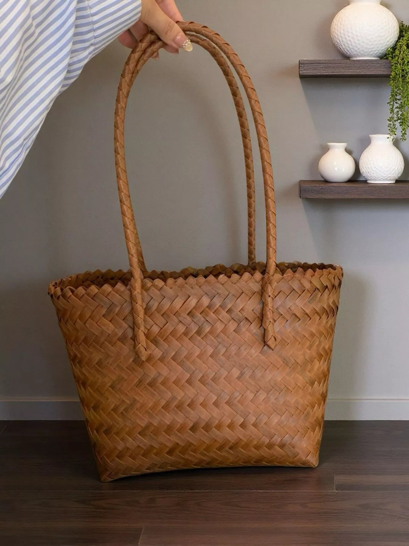 Braided Tote Bag with Handles - MAD RUFFI