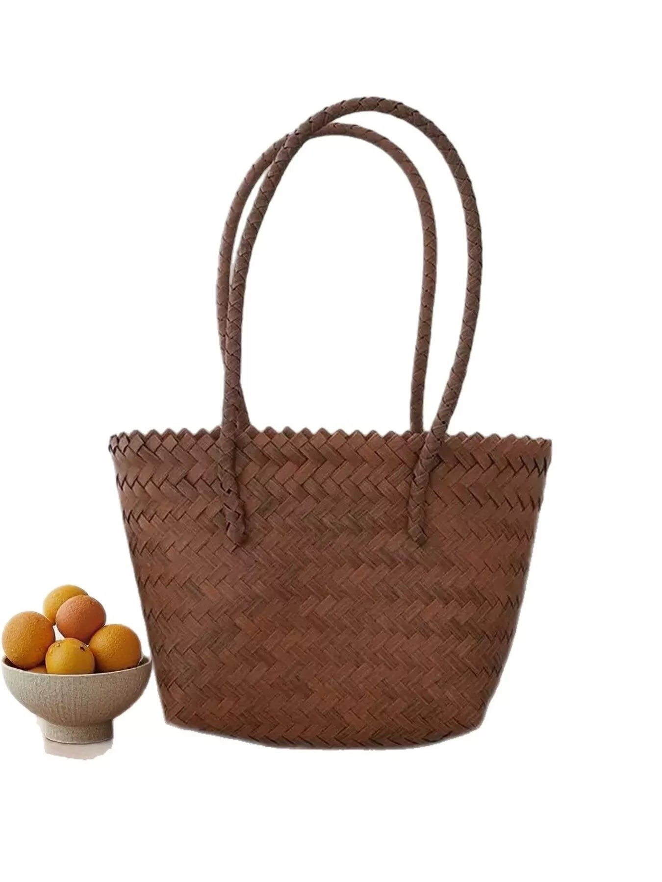 Braided Tote Bag with Handles - MAD RUFFI