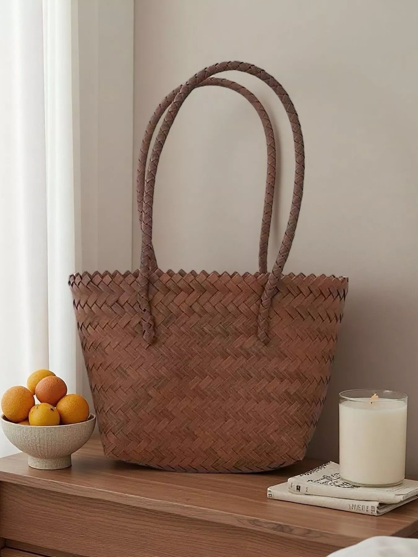Braided Tote Bag with Handles - MAD RUFFI