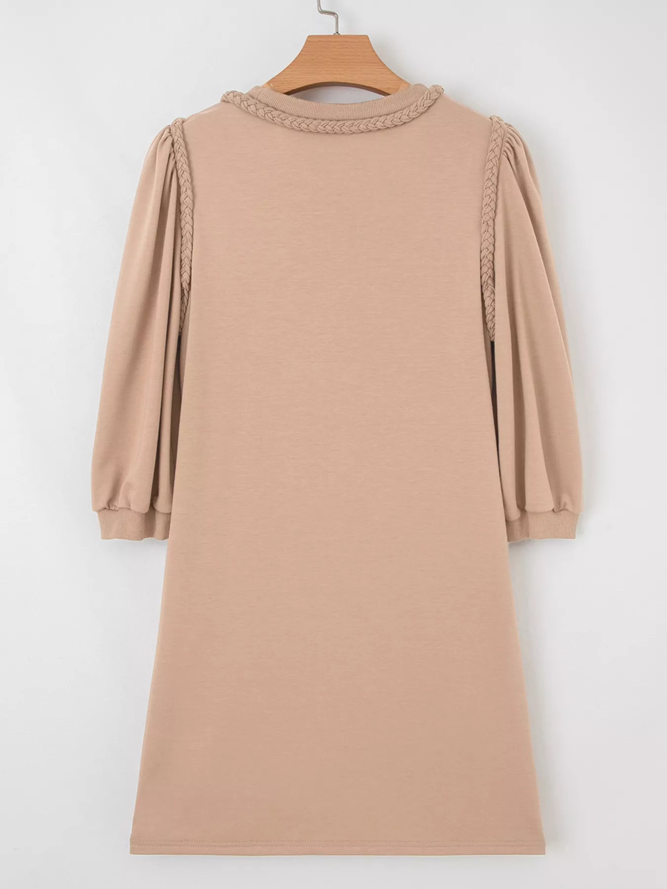 Braided Trim Puff Sleeve Dress - MAD RUFFI