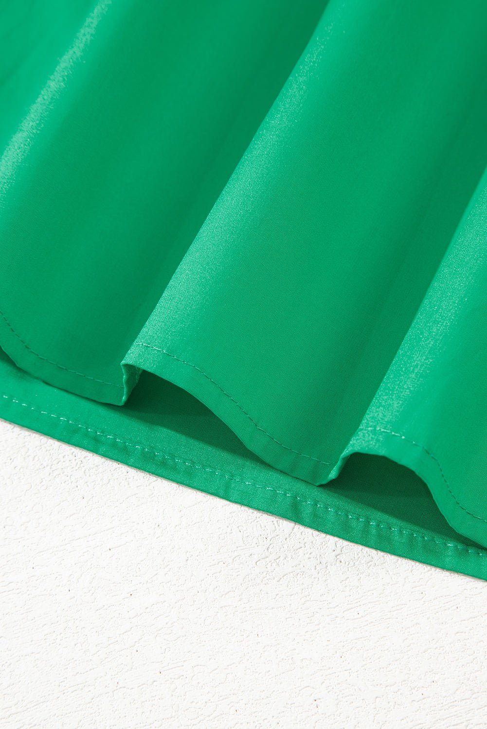 Bright Green Scallop Trim V Neck Layered Short Sleeve Blouse - MAD RUFFI