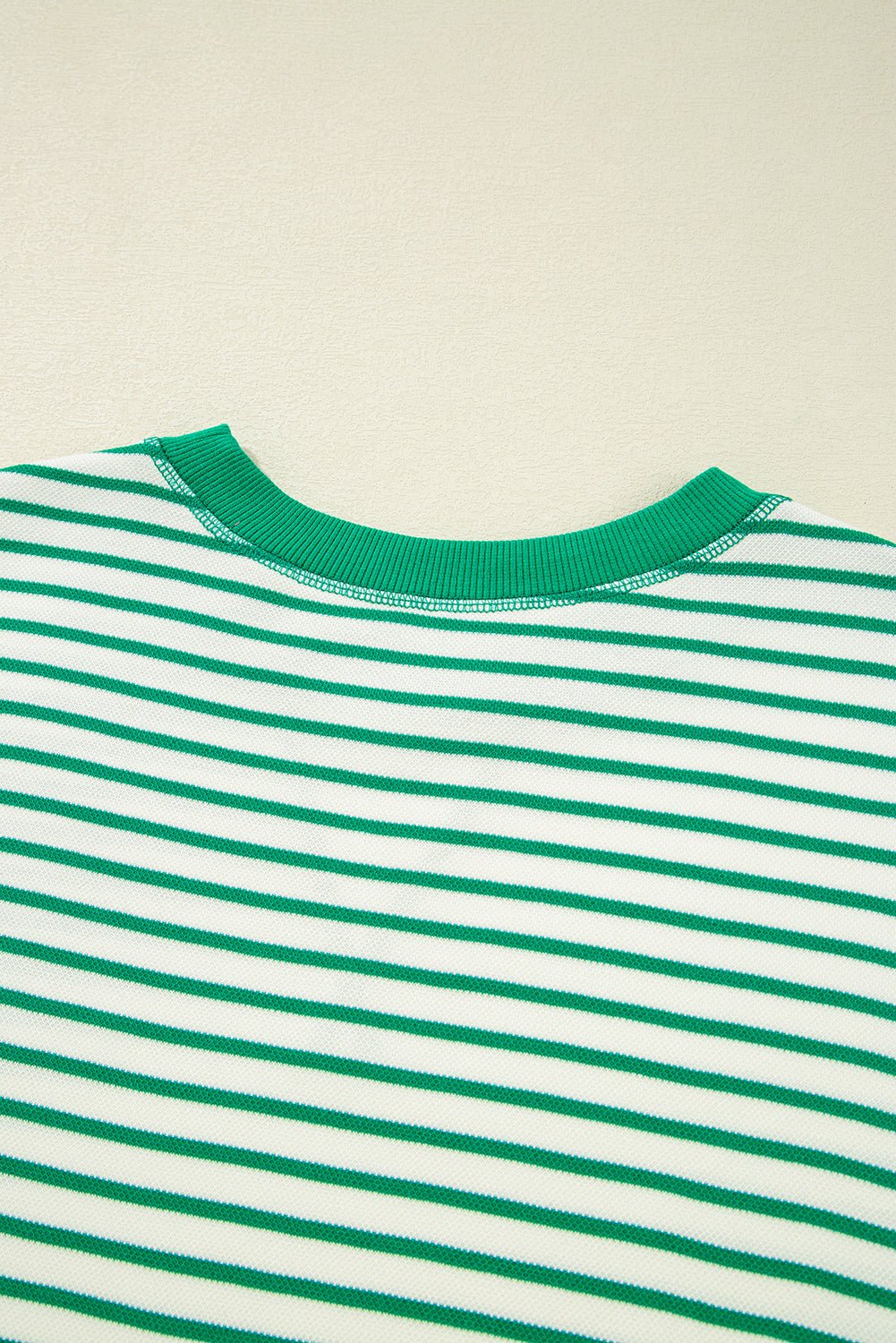 Bright Green Striped Contrast Trim Long Sleeve Top - MAD RUFFI