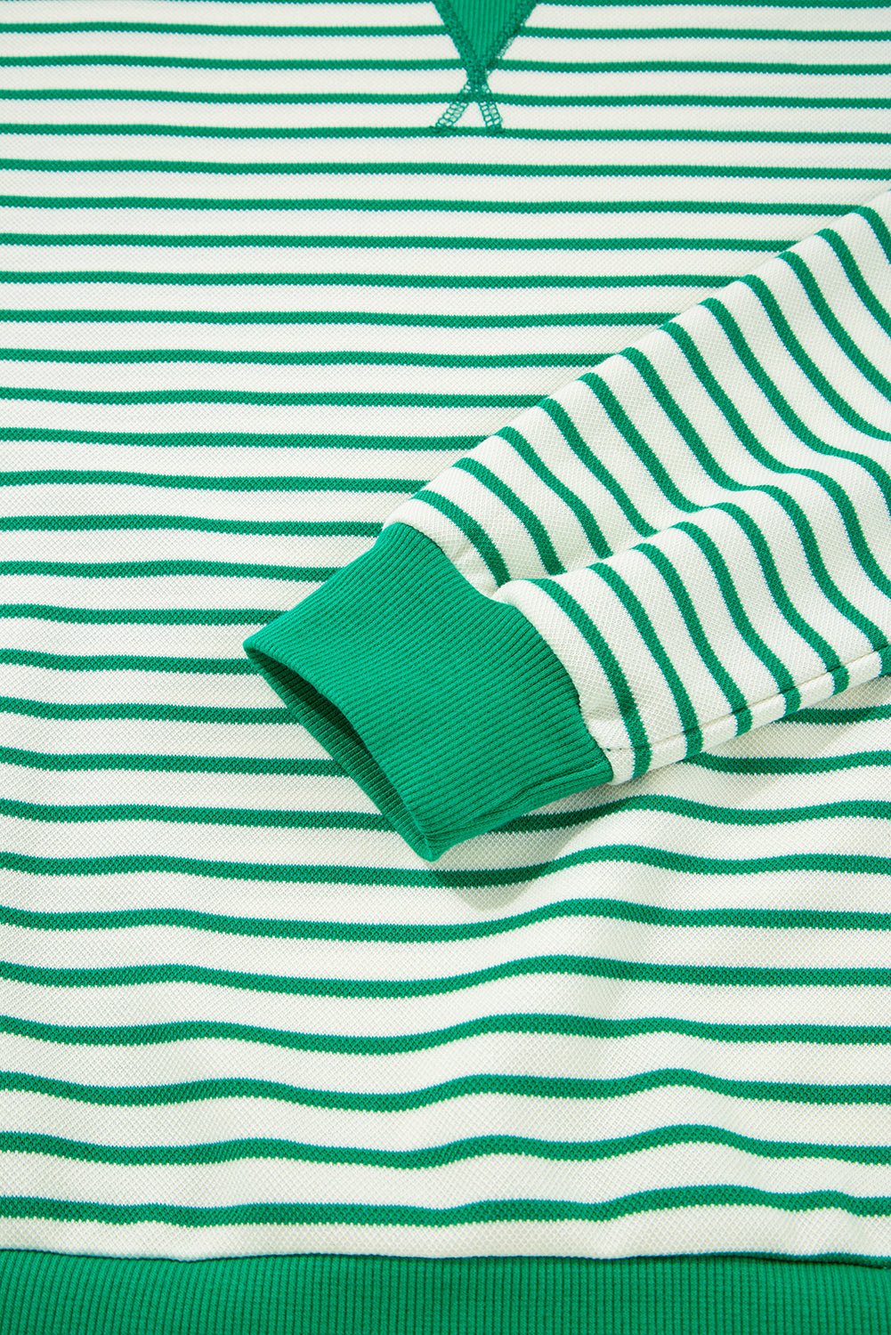 Bright Green Striped Contrast Trim Long Sleeve Top - MAD RUFFI