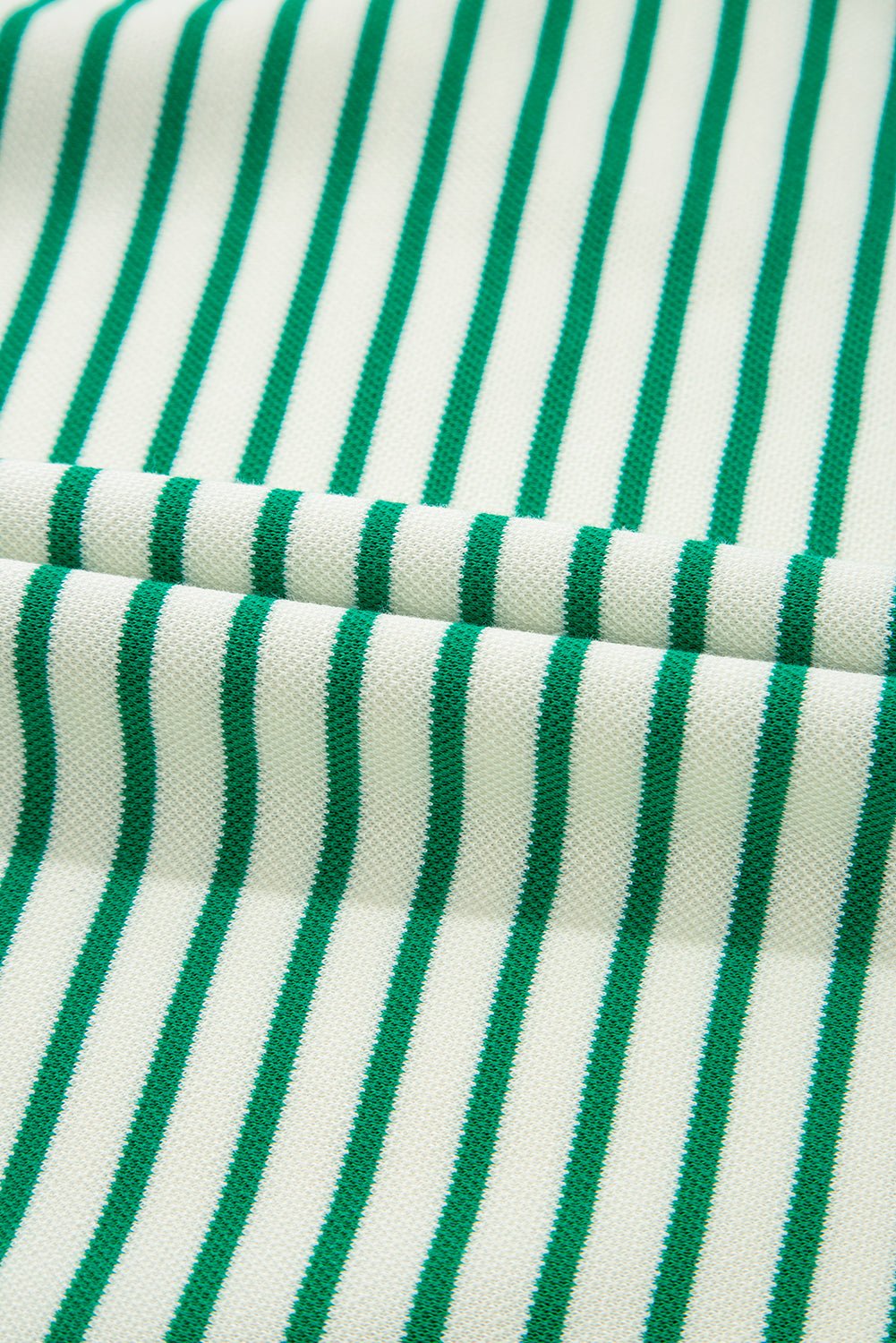 Bright Green Striped Contrast Trim Long Sleeve Top - MAD RUFFI