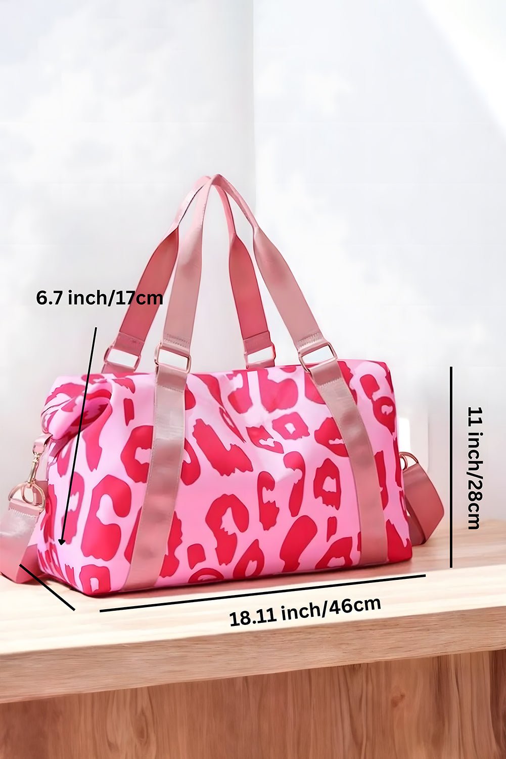 Bright Pink Leopard Print Luggage Tote Bag - MAD RUFFI
