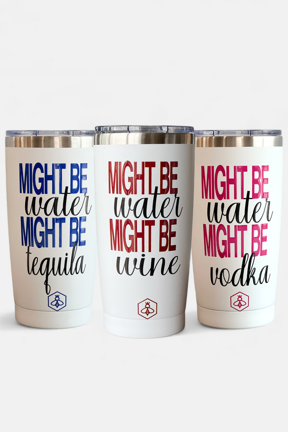 Bright Pink MIGHT BE Water MIGHT BE Liquid Letter Tumbler Cup - MAD RUFFI