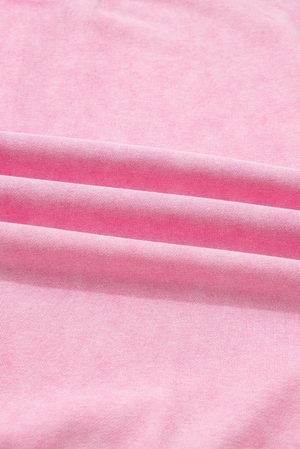 Bright Pink Mineral Wash Crossed Crew Neck Drop Shoulder Loose Sweatshirt - MAD RUFFI