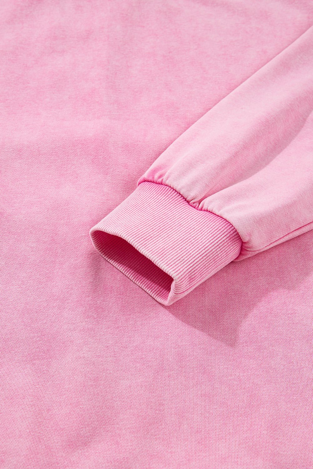 Bright Pink Mineral Wash Crossed Crew Neck Drop Shoulder Loose Sweatshirt - MAD RUFFI