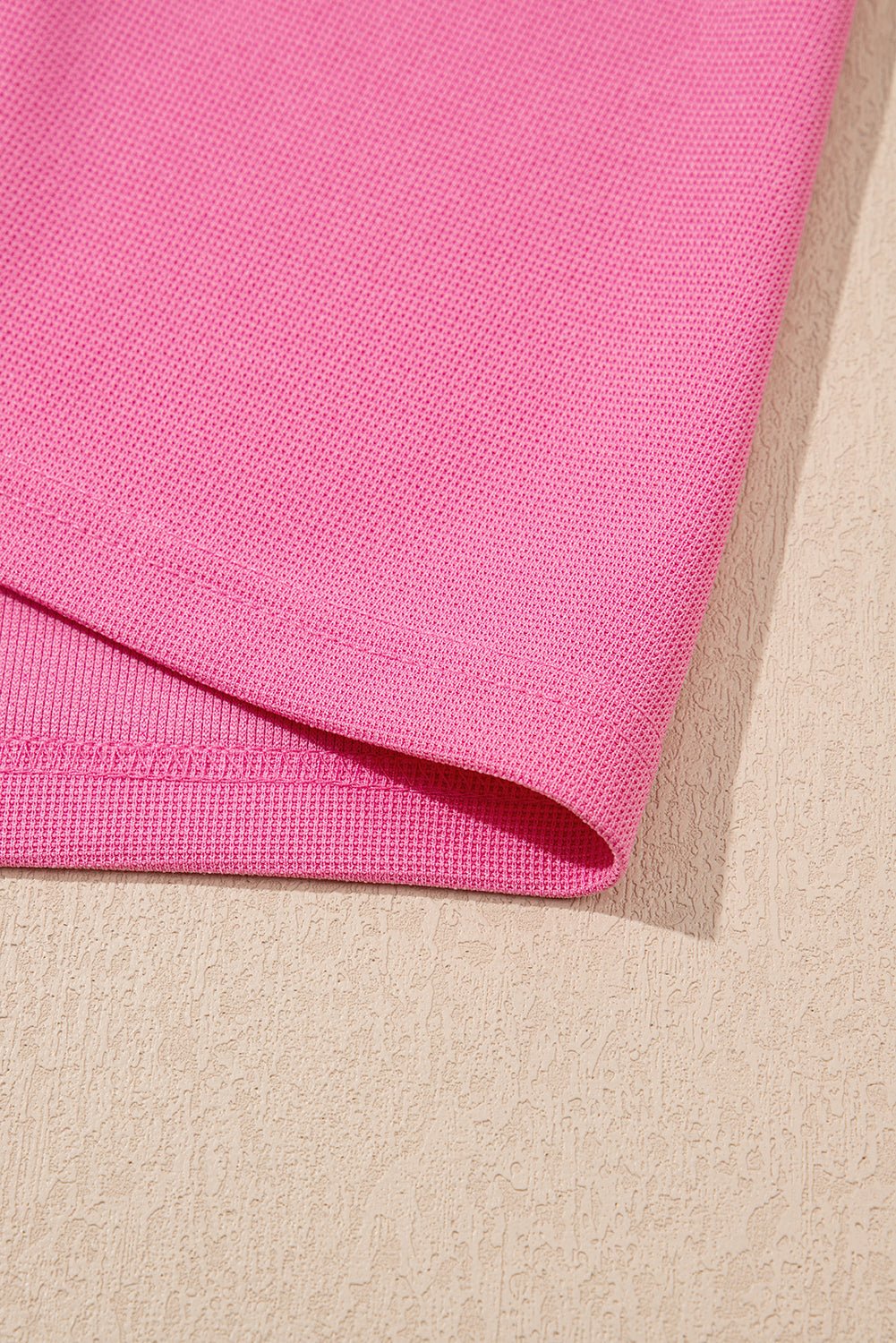 Bright Pink Pearl Ruffle Sleeve Waffle Top and Shorts Set - MAD RUFFI