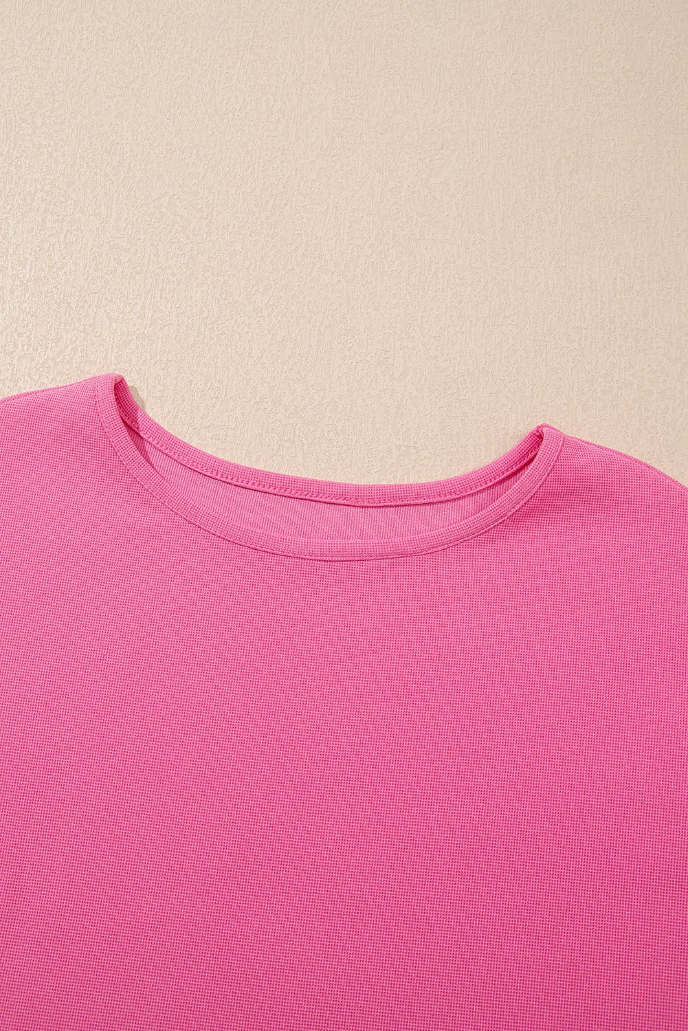 Bright Pink Pearl Ruffle Sleeve Waffle Top and Shorts Set - MAD RUFFI