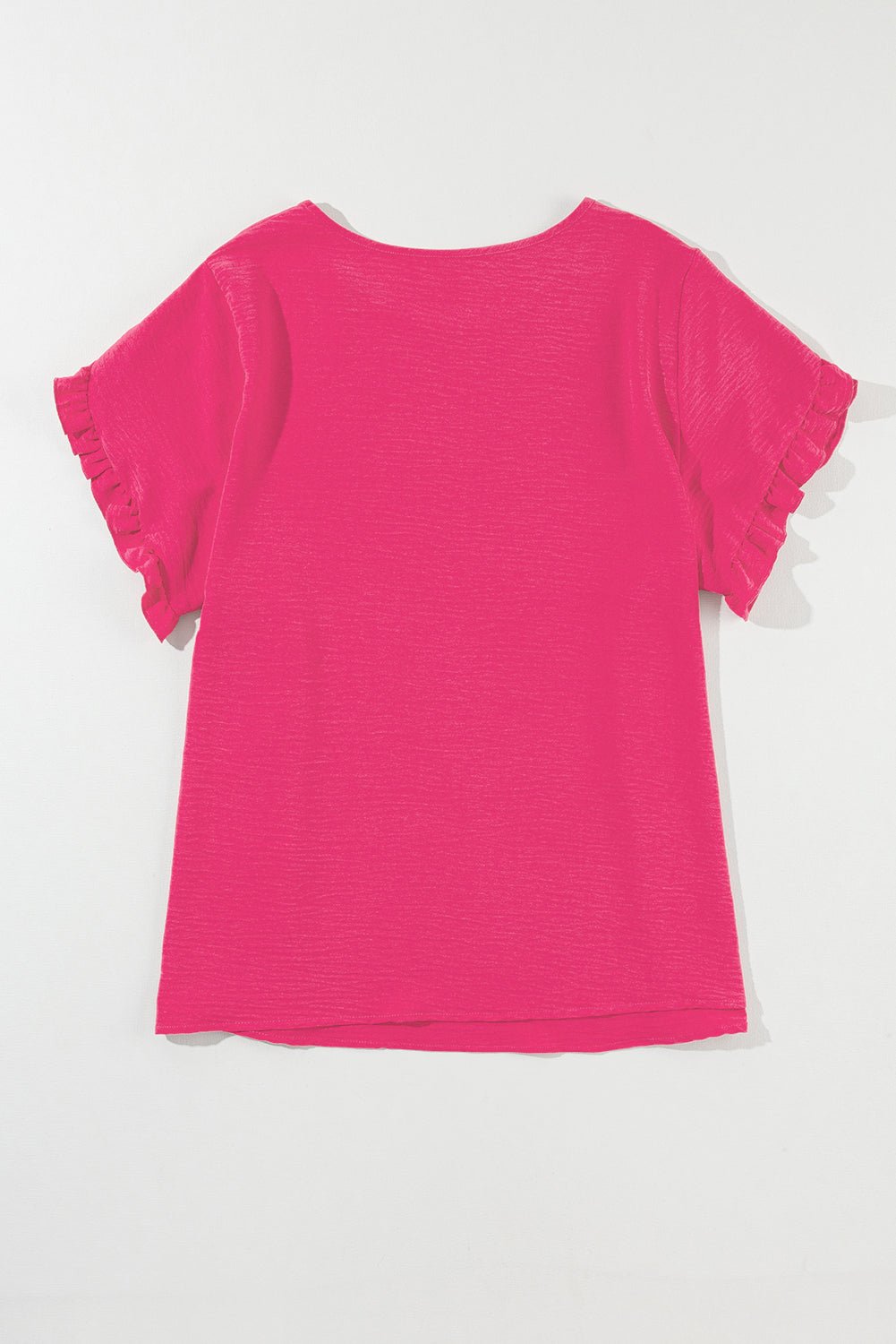 Bright Pink Ruffled Short Sleeve Plus Size Top - MAD RUFFI