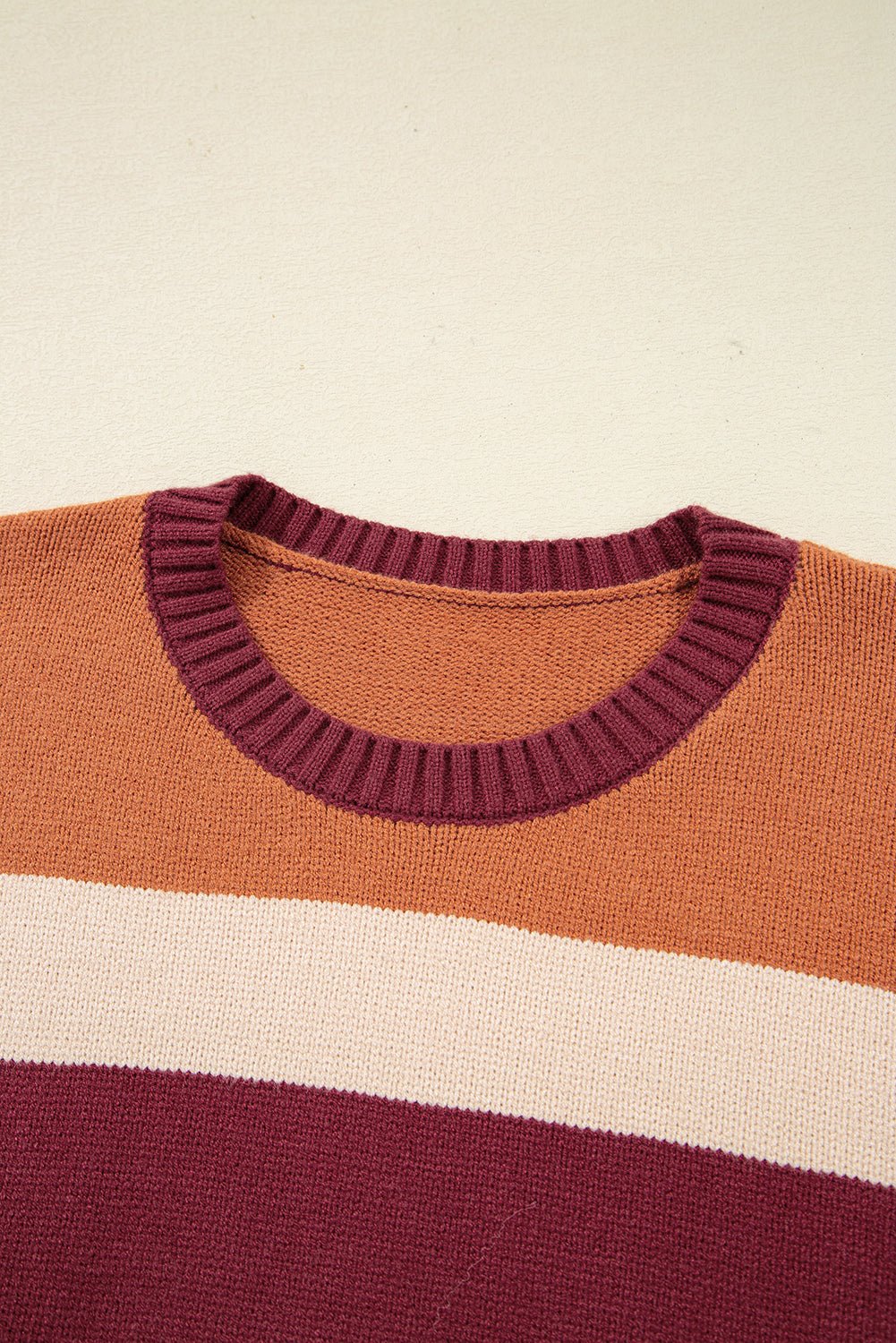 Brown Checkered Colorblock Knitted Drop Shoulder Sweater - MAD RUFFI