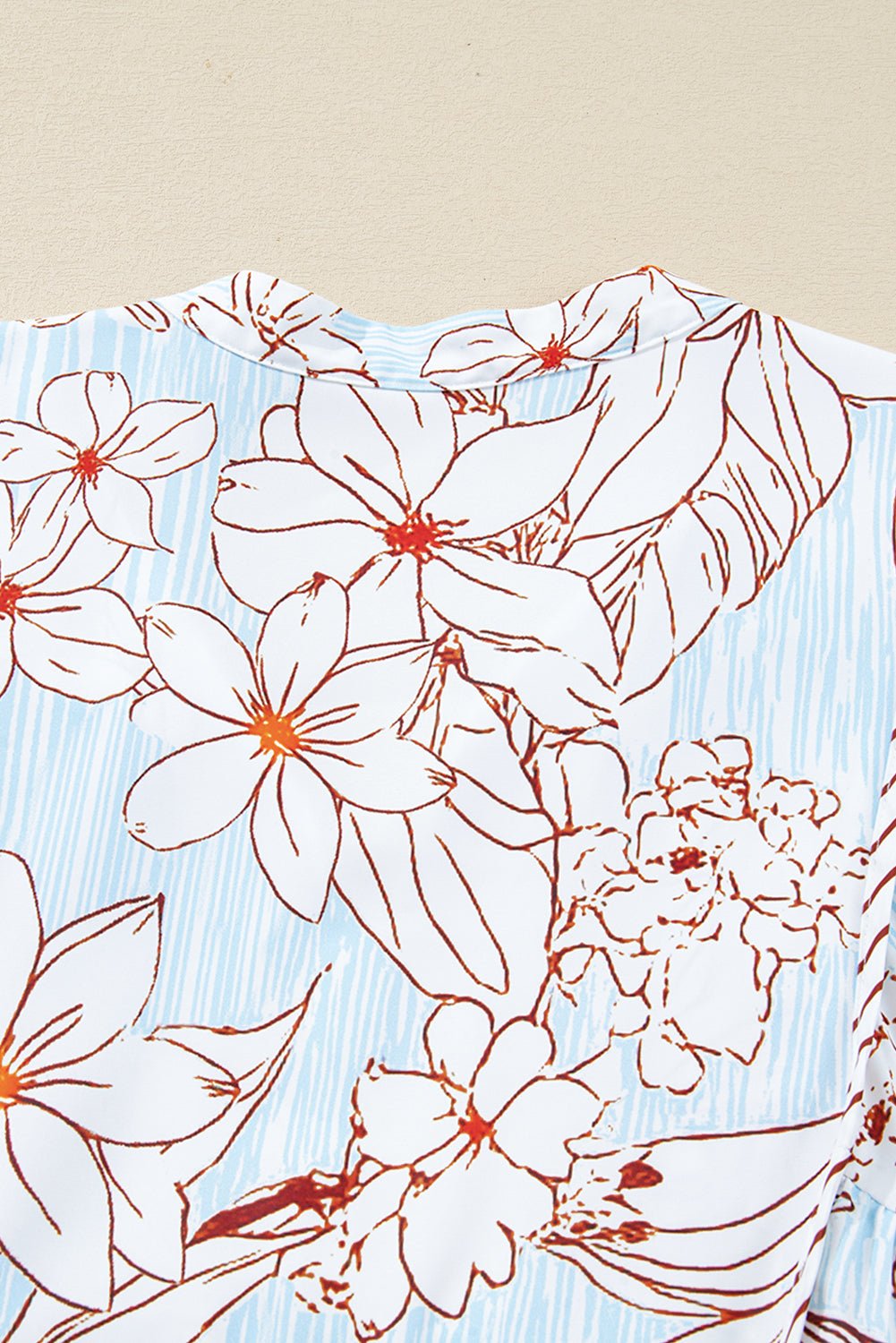 Brown Floral Print Tie Neck Long Sleeve Mini Dress - MAD RUFFI