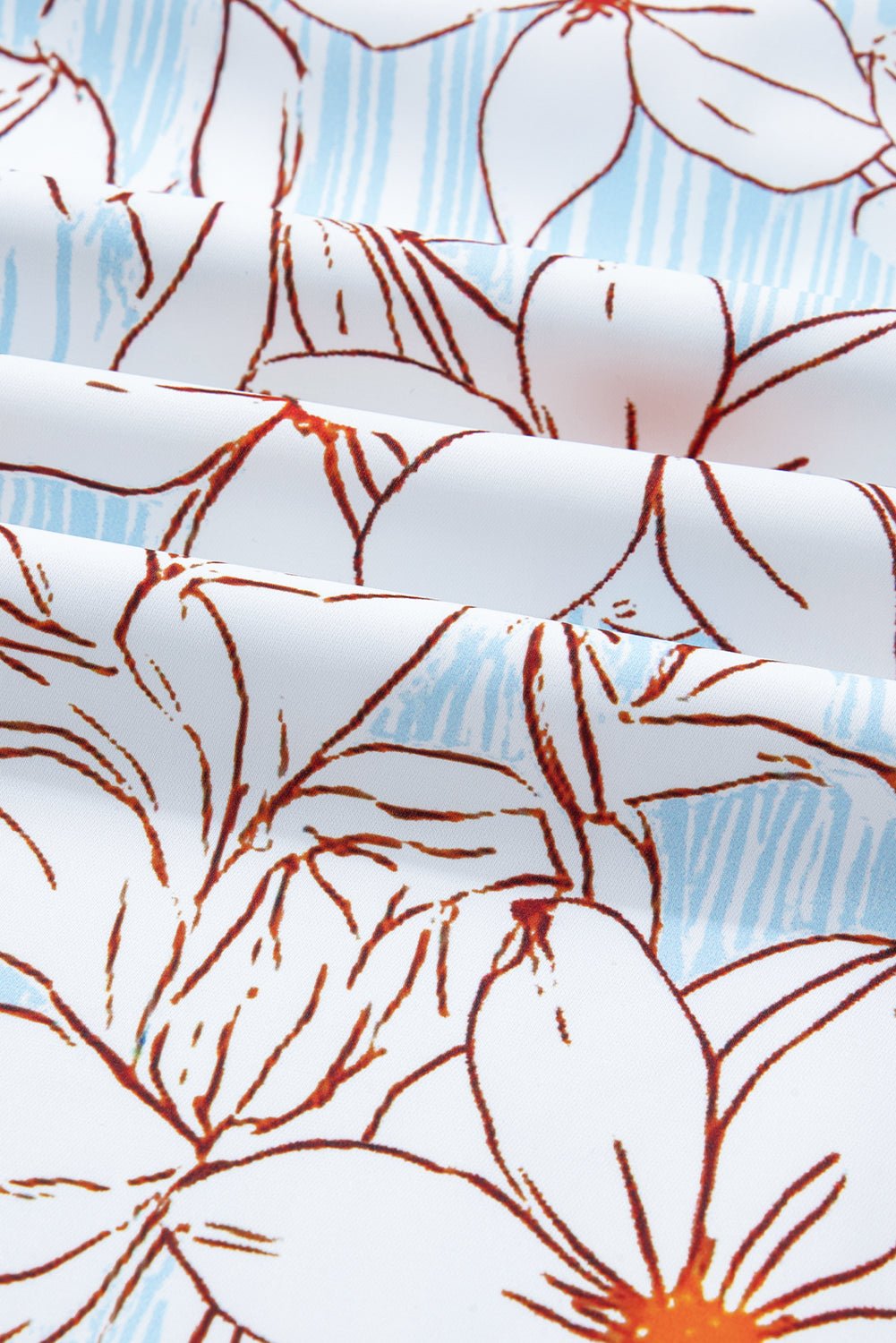 Brown Floral Print Tie Neck Long Sleeve Mini Dress - MAD RUFFI