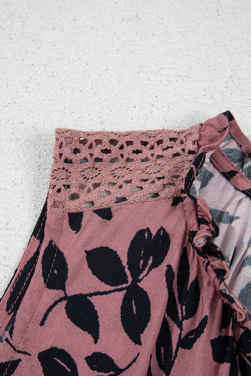 brown floral print tie neck sleeveless top - MAD RUFFI