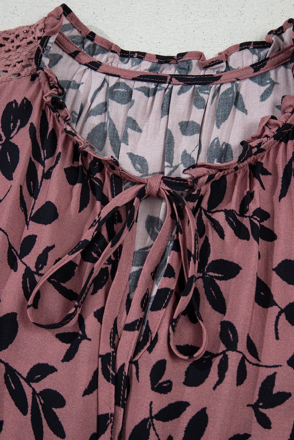 brown floral print tie neck sleeveless top - MAD RUFFI