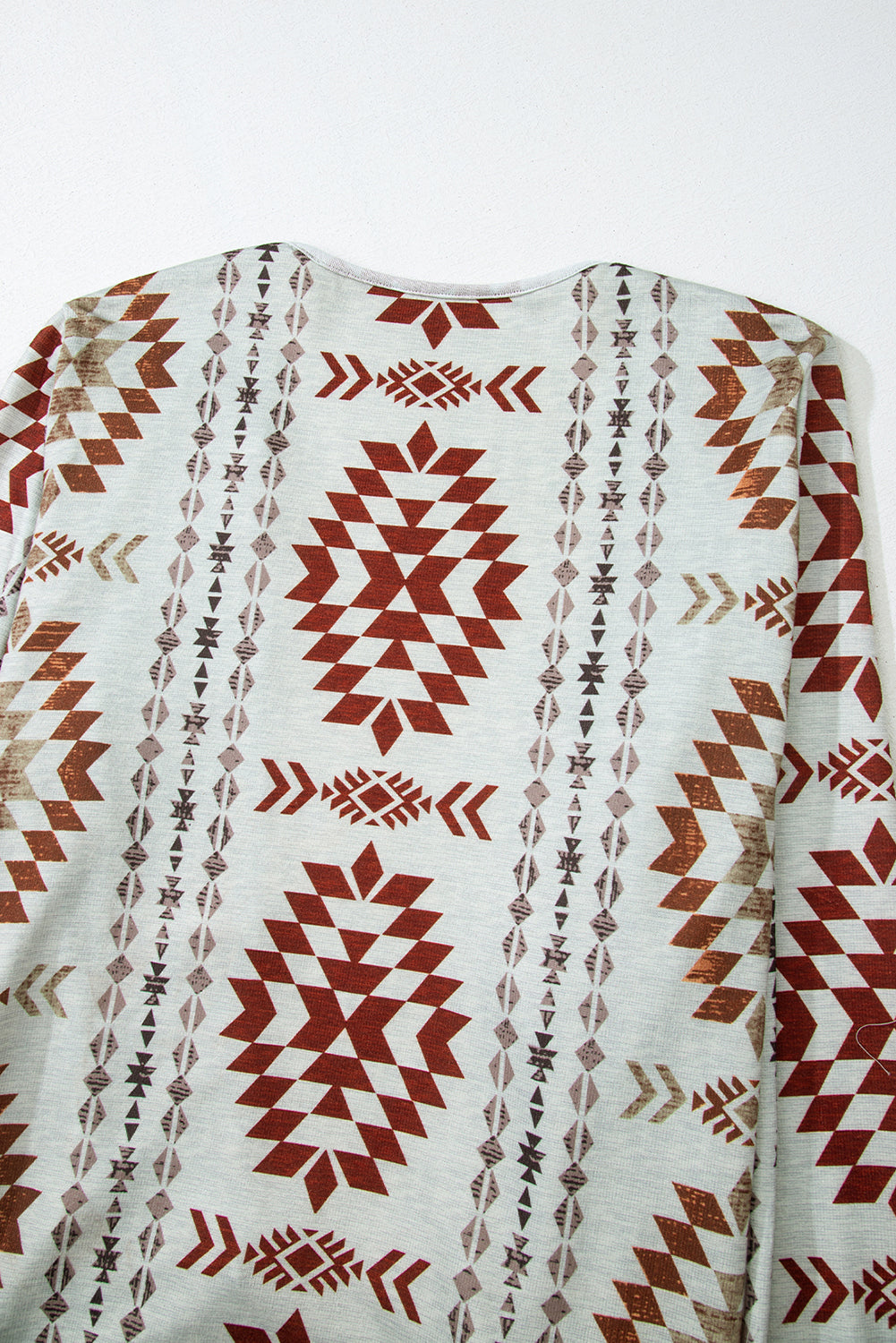 Brown Geometric Printed Open Front Long Cardigan - MAD RUFFI