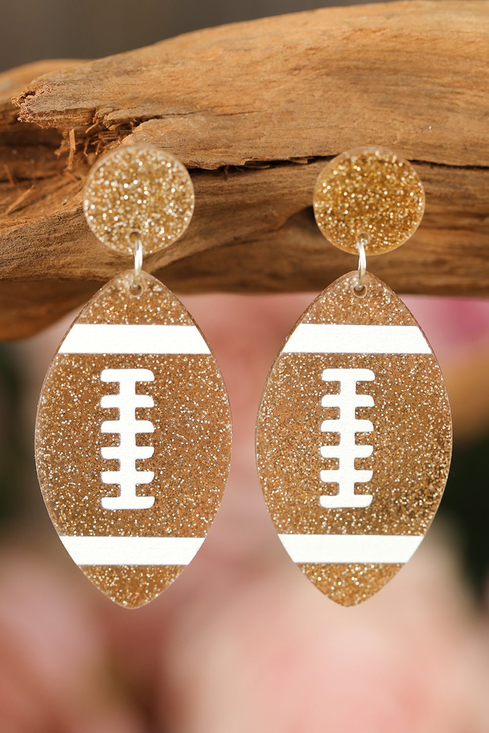 Brown Glittering Football Dangle Earrings - MAD RUFFI