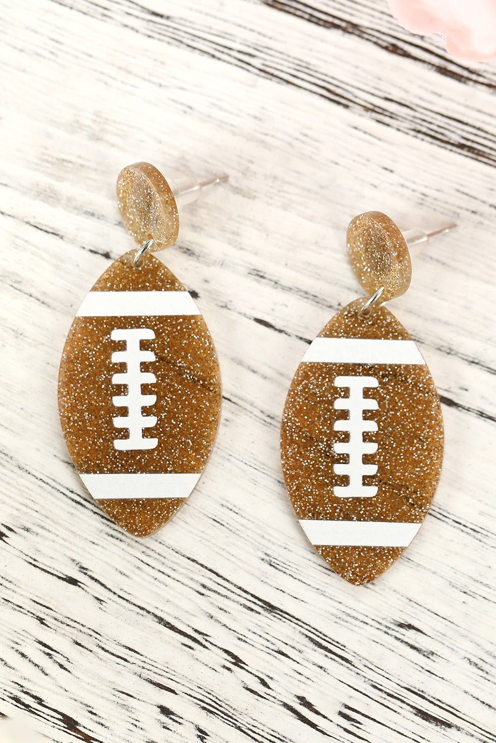 Brown Glittering Football Dangle Earrings - MAD RUFFI