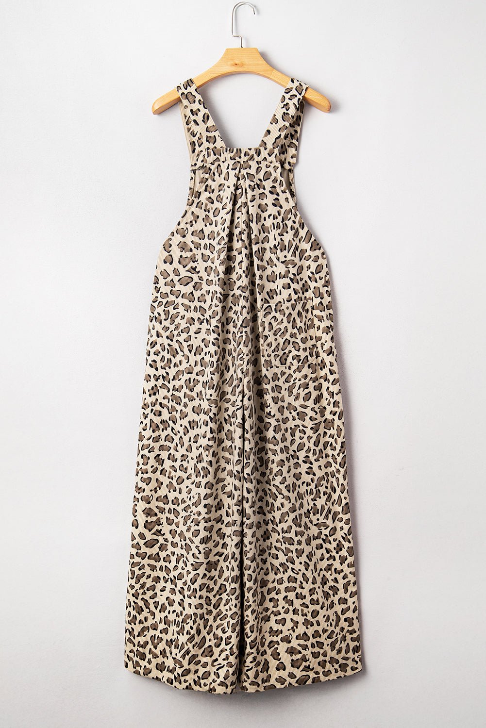 Brown Leopard Bib Wide Leg Jumpsuit - MAD RUFFI