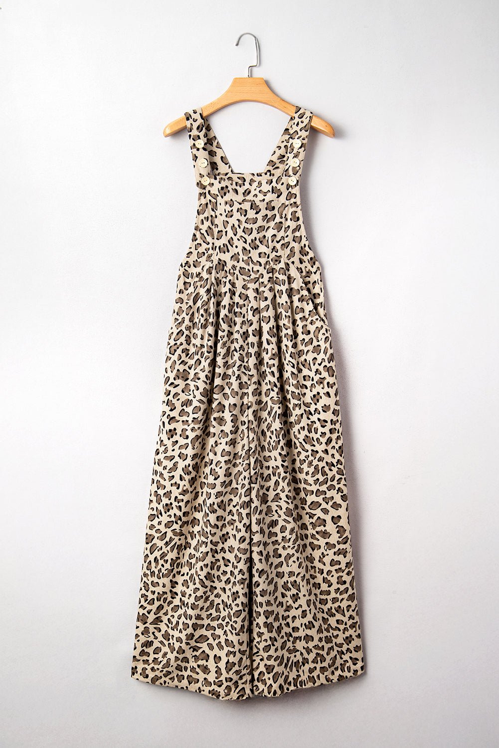 Brown Leopard Bib Wide Leg Jumpsuit - MAD RUFFI