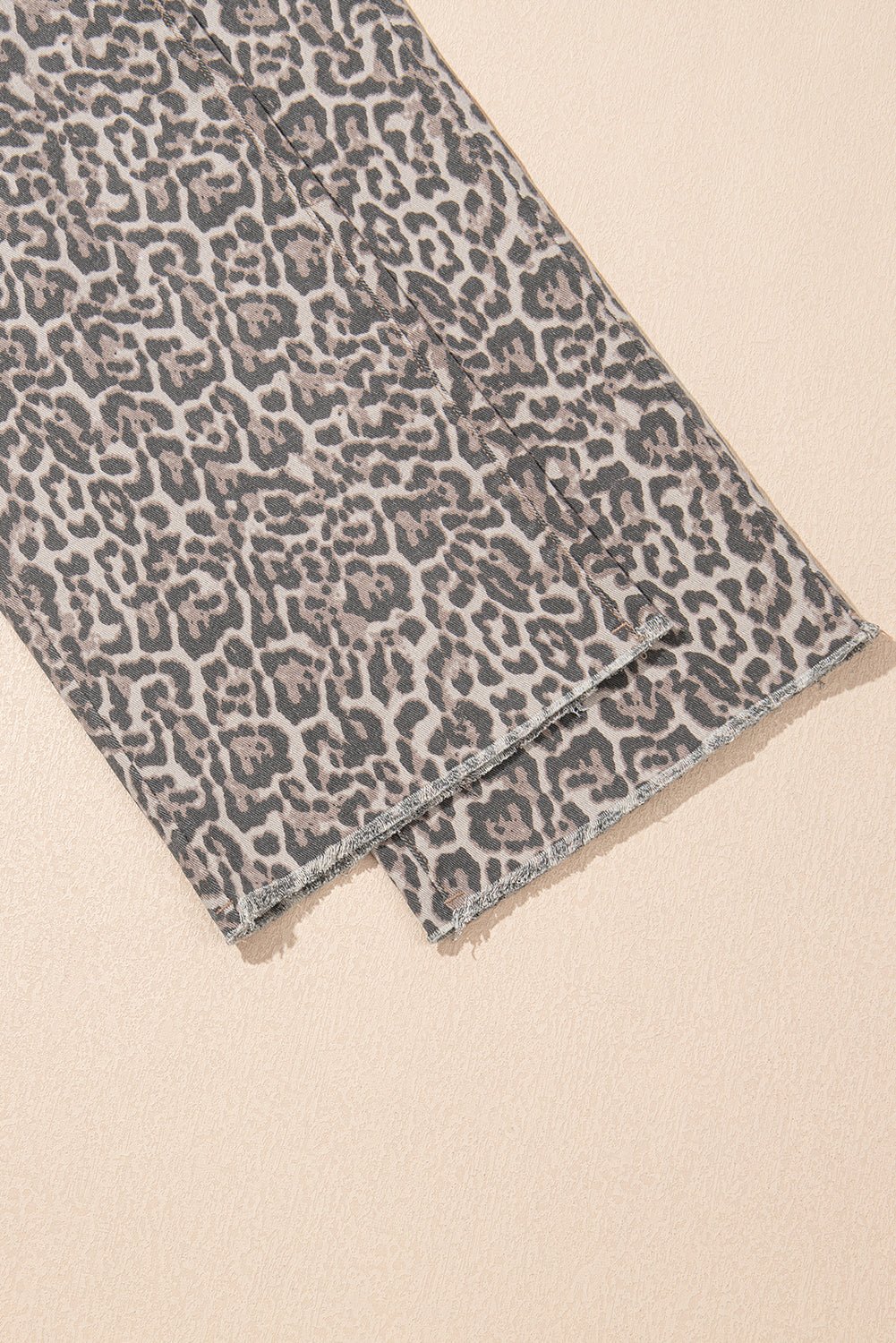 brown leopard high waist frayed hem jeans - MAD RUFFI