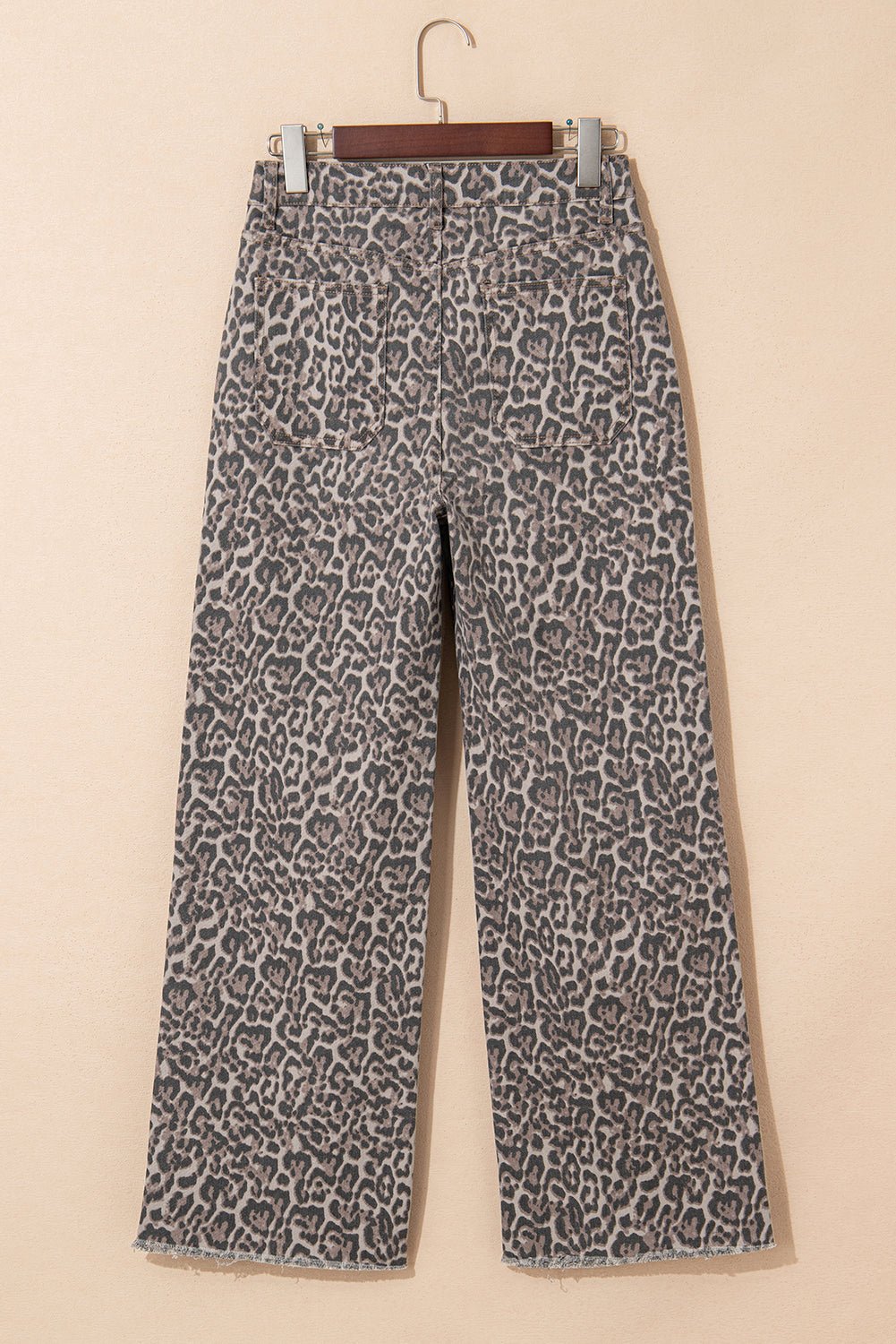 brown leopard high waist frayed hem jeans - MAD RUFFI
