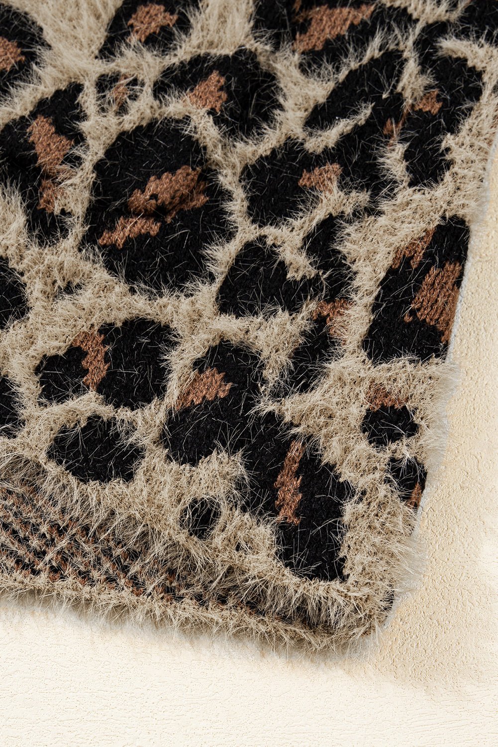 Brown Leopard Open Front Fuzzy Cardigan - MAD RUFFI