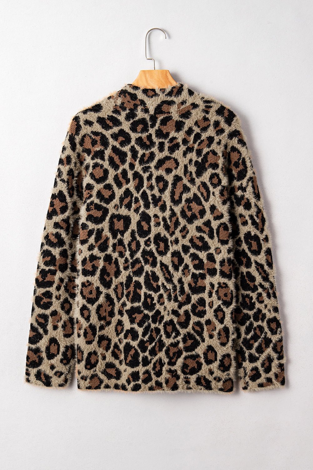 Brown Leopard Open Front Fuzzy Cardigan - MAD RUFFI