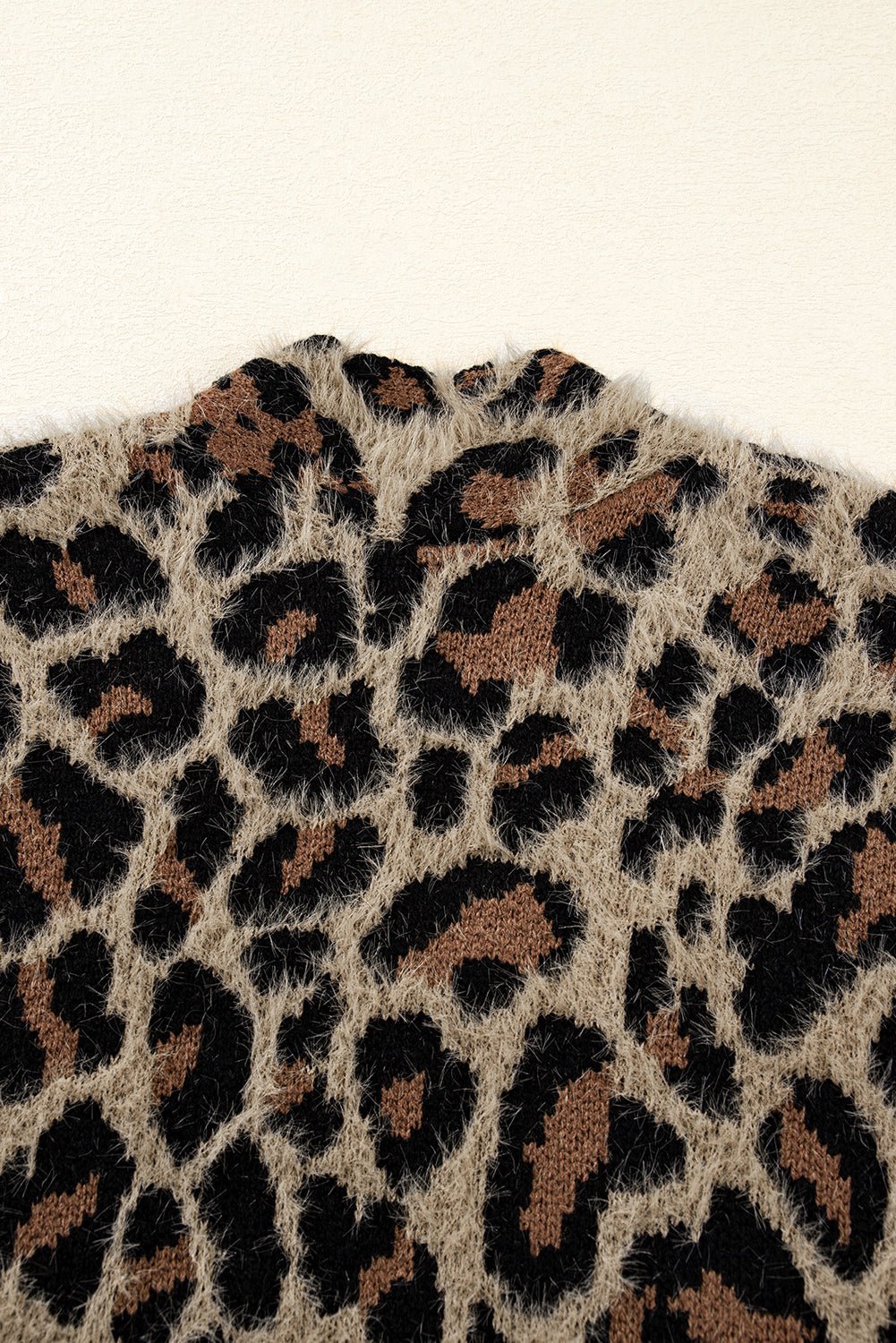 Brown Leopard Open Front Fuzzy Cardigan - MAD RUFFI