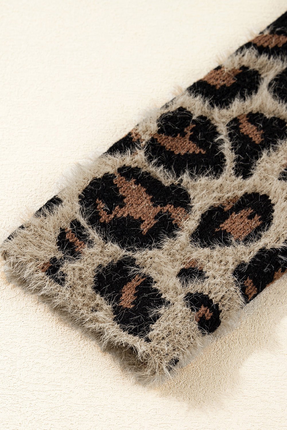 Brown Leopard Open Front Fuzzy Cardigan - MAD RUFFI